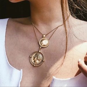 NEW Gold Vintage Coin Double Layer Necklace